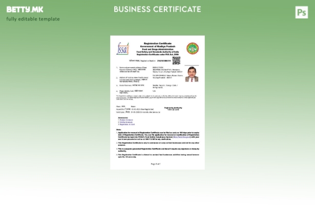 модерен стил Индија Мадја Прадеш сертификат за регистрација Шаблон за Word и PDF